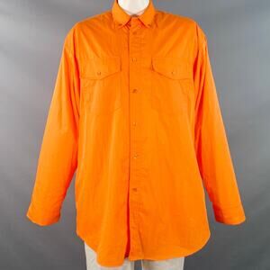 Size L Orange Polyester Button Down Collar Oversized Long Sleeve Shirt